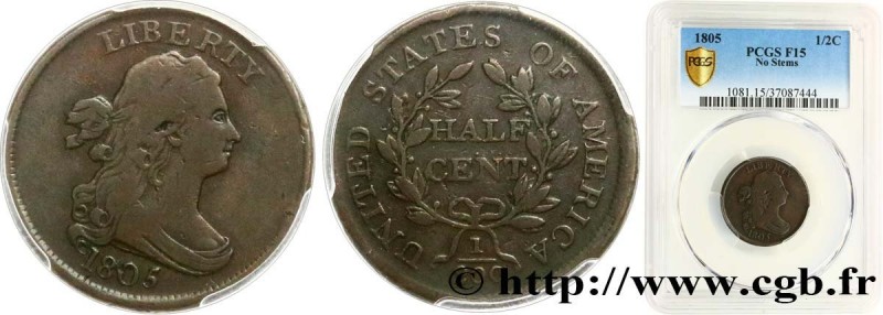 UNITED STATES OF AMERICA
Type : 1/2 Cent “Draped Bust” 
Date : 1805 
Quantity mi...