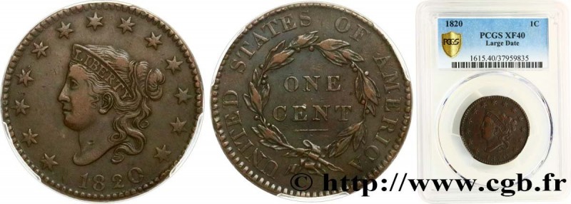 UNITED STATES OF AMERICA
Type : 1 Cent “Matron Head” 
Date : 1820 
Mint name / T...