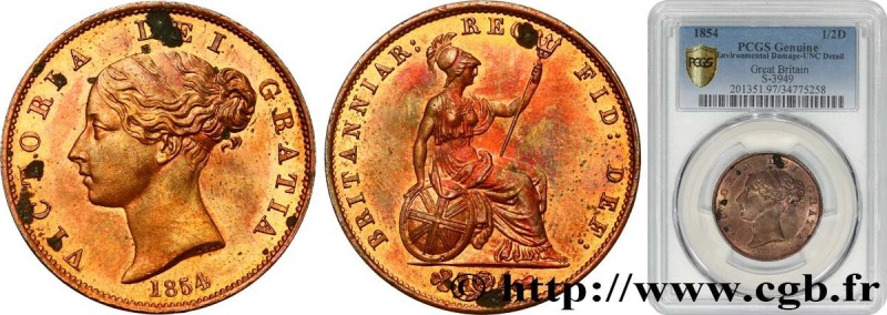 GREAT-BRITAIN - VICTORIA
Type : 1/2 Penny tête jeune 
Date : 1854 
Mint name / T...