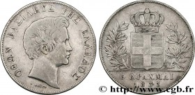 GREECE - KINGDOM OF GREECE – OTTO
Type : 5 Drachmes 
Date : 1833 
Mint name / Town : Athènes 
Quantity minted : 378000 
Metal : silver 
Millesimal fin...