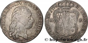 ITALY - KINGDOM OF THE TWO SICILIES
Type : 120 Grana Ferdinand IV 
Date : 1798 
Metal : silver 
Diameter : 40  mm
Orientation dies : 6  h.
Weight : 27...