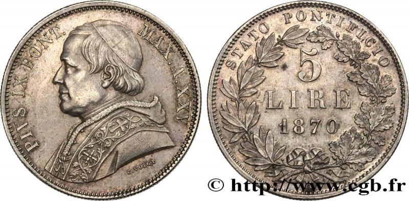 ITALY - PAPAL STATES - PIUS IX (Giovanni Maria Mastai Ferretti)
Type : 5 Lire Pi...