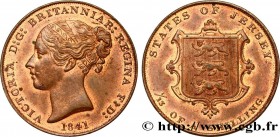 JERSEY
Type : 1/13 Shilling Victoria 
Date : 1851 
Quantity minted : 116480 
Metal : copper 
Diameter : 34  mm
Orientation dies : 12  h.
Weight : 17,6...
