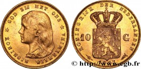NETHERLANDS
Type : 10 Gulden Wilhelmina 
Date : 1897 
Mint name / Town : Utrecht 
Quantity minted : 453696 
Metal : gold 
Millesimal fineness : 900  ‰...
