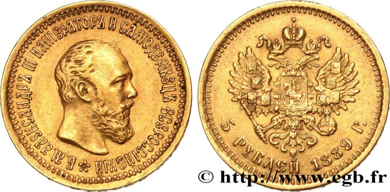 RUSSIA
Type : 5 Roubles Alexandre III 
Date : 1889 
Mint name / Town : Saint-Pet...