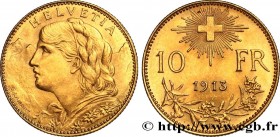SWITZERLAND
Type : 10 Francs "Vreneli" 
Date : 1913 
Mint name / Town : Berne 
Quantity minted : 600000 
Metal : gold 
Millesimal fineness : 900  ‰
Di...