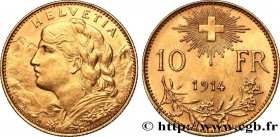 SWITZERLAND
Type : 10 Francs "Vreneli" 
Date : 1914 
Mint name / Town : Berne 
Quantity minted : 200000 
Metal : gold 
Millesimal fineness : 900  ‰
Di...
