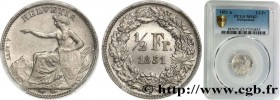 SWITZERLAND
Type : 1/2 Franc Helvetia 
Date : 1851 
Mint name / Town : Paris 
Quantity minted : 4500000 
Metal : silver 
Millesimal fineness : 900  ‰
...