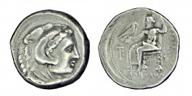 Kings of Macedon. Alexander III. (336-323) BC.
Tetradrachm Kitium mint. Struck 325-320 BC. Head of Herakles right, wearing lion's skin headdress / Zeu...