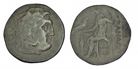 KINGS OF MACEDON. antigonos (310 301) BC.
'the Great Lampsakos, Sılver, drachm. Heracles head with lion skin to the right. Enthroned Zeus to the left....