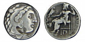 Kings of Macedon. Alexander III. 310-301. BC.
lampsacus. Sılver drachma Kolophon Head of Herakles r., wearing lion skin / Zeus Aëtophoros seated, Cond...