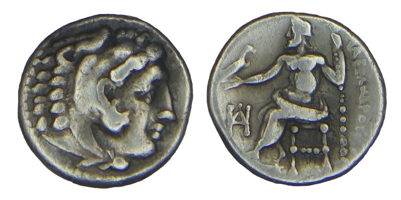 Kings of Macedon, Alexander III. (336-323 BC)
Head of Herakles right, wearing li...