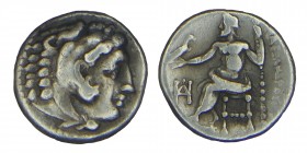 Kings of Macedon, Alexander III. (336-323 BC)
Head of Herakles right, wearing lion skin / Zeus enthroned left; HÐ monogram to left. Condition: very go...