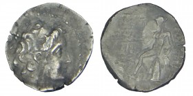SELEUKID KINGS of SYRIA. Demetrios II. (145-138), BC.
Sılver drachm. Antioch mint. Struck year 168 (145/5 BC). Diademed head right / Apollo seated lef...