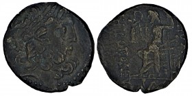 Seleucis and Pieria Antioch (circa. 31-27 BC.) 
O: Laureate head of Zeus right. O: ANTIOΧEΩΝ THΣ MHTΡOΠOΛEΩΣ, Zeus seated left, holding Nike and scept...