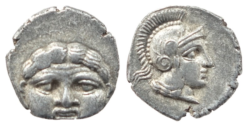 PISIDIA. Selge. Obol Circa (350/300) BC. Obv. Facing gorgoneion. Rev. Helmeted h...