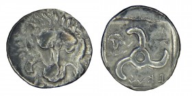 DYNASTS OF LYCIA. Circa, (380-360) BC,
 Silver drachm. Face of lion with scalp. Rev. Isk- &#66182;&#66187;&#66189;&#66177; ('Perikle' Lycia) Triskeles...