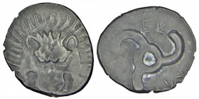 DYNASTS OF LYCIA. (380-360), BC. 
Sılver drachm. Facing lion's scalp. Rev. &#66195;&#66177;&#66197;-&#66182;&#66187;-[&#66189;&#66177;] ('Perikle' in ...