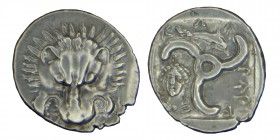 DYNASTS OF LYCIA. (380-360) BC. 
Sılver drachm. Facing lion's scalp. Rev. &#66195;&#66177;&#66197;&#66182;-&#66187;-&#66189;&#66177; ('Perikle' in Lyc...
