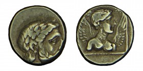 LESBOS, Mytilene. EL Hekte. (377-326) BC.
Pony. Between Hekte (President of the Electrum Prize of Zeus) from right to right; just in front of the litt...