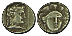 LESBOS, Mytilene. EL Hekte, Electron-Hekte (377/326) BC.
Head of Athena from the front / bust of Hermes in line square. Bodenstedt, p. 266, Em. 86 (Vs...