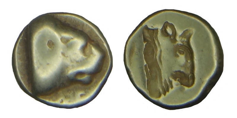 LESBOS, Mytilene. EL Hekte. (478/455) BC. 
Ch. Vs: lion pressure mouth closed, r...