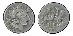 ROMAN . Anonymous. (189-180) AC.
Mint name / Town: Rome Metal: Silver Obverse legend: Anepigraphe Obverse description: Rome helmeted head on the right...