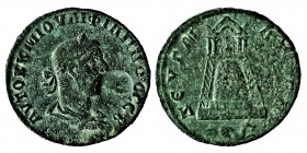 Commagene, zeugma, philip II. (246-249) AD. 
Bronze. Bust / temple behind cult district, including Capricorn. SNG Munich 438 Greenish brown , Conditio...