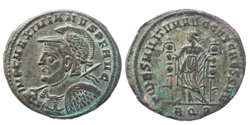 Maximianus Follis, (GALERİUS, CAES) (286/311)
Obv. IMP MAXIMIANVS P F AVG, helme...