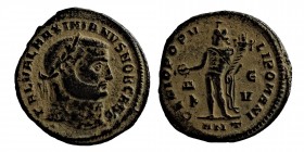 Maximianus (286-305). 
Æ Follis, Antioch, 300-1. Laureate head r. R/ Genius standing l., holding patera and cornucopia; Δ-E/K-V//ANT. Cf. RIC VI 54b (...