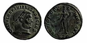Maximianus, (286-305) AD, 
Heraclea, 297-8 AD, Follis, RIC-19b corr., officina Γ=3. Obv: IMP C MA MAXIMIANVS P F AVG Large head laureate r. Rx: GENIO ...