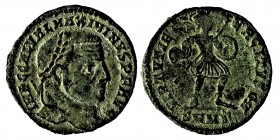 Maximinus II, as Augustus, (309-313) AD
Follis (Billon, Cyzicus, 311-312. IMP C GAL VAL MAXIMINVS PF AVG Maximinus right president. Rev. VIRTVTI EXERC...
