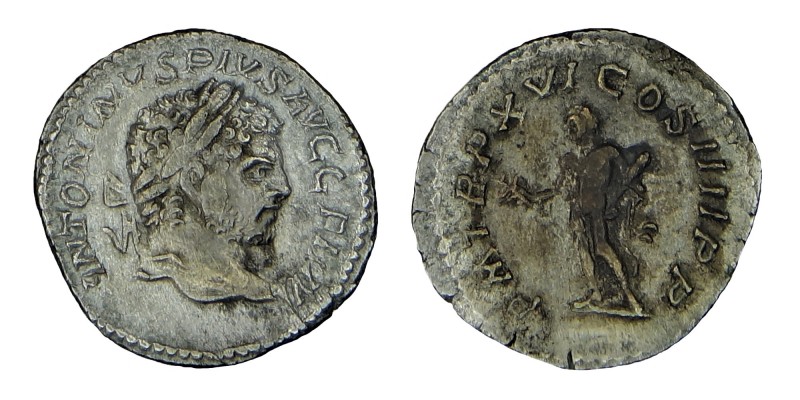 ANTONINUS PIUS. (CARACALLA) (138-161) AD.
 Drachm. Laurel's head r. Rs: Pax is l...