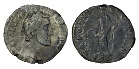 ANTONINUS PIUS. (138-161) AD.
 Drachm. Laurel's head r. Rs: Pax is l. with olive branch of scepter.Condition: very, good
2,58 gr. 17 mm.
