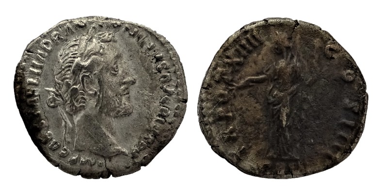 ANTONINUS PIUS. (138-161) AD.
 Drachm. Laurel's head r. Rs: Pax is l. with olive...