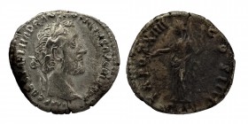 ANTONINUS PIUS. (138-161) AD.
 Drachm. Laurel's head r. Rs: Pax is l. with olive branch of scepter.Condition: very, good
2,92 gr. 18,5 mm.