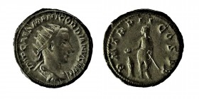 Gordianus III (238-244),
Drachm, Rome, AD 241, AR IMP GORDIANVS PIVS FEL AVG, laureate, draped and cuirassed bust r., Rv. PIETAS AVGVSTI, Pietas stand...