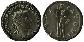 Gordianus III (240-244) AD. 
AR antoninianus, IMP GORDIANUS PIUS FEL AUG radiate, draped, cuirassed bust right / IOVI STATORI Jupiter standing facing,...