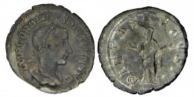 Gordianus III, (238-244),
 Denarius, Rome, AD 241, AR IMP GORDIANVS PIVS FEL AVG, laureate, draped and cuirassed bust r., Rv. PIETAS AVGVSTI, Pietas s...