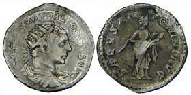 Elagabalus, (218-222)
Drachm, circa 218-219, AR IMP CAES M AVR ANTONINVS AVG Laureate and draped bust r. Rev. SALVS ANTONINI AVG Salus standing r., fe...