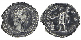 Marcus Aurelius, (153/154)
Denarius, Av: head to the right, therefore the inscription. Rev: Genius Exercitus standing to the left, hence the inscripti...