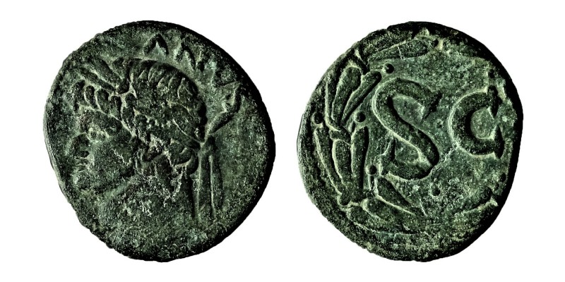  
Vespasian, (69-79) for Domitianus.
Æs, Antioch (Syria) Head l. with laurel wre...