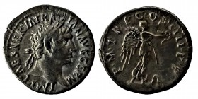 IMP CAES NERVA TRAIAN AVG GERM. (98/117)
sılver drachm.Obverse description: Laureate head of Trajan on the right 
Obverse translation: 'Imperator C و ...