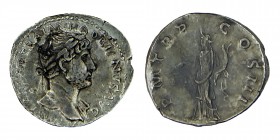 IMP CAESAR TRAIAN - HADRIANVS (117/138)
Silver, drachm. Obverse description: Laureate bust of Hadrian on the right, draped over the left shoulder (O *...