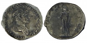 CAES /Trajan (AD 114-117)
Silver, AR Drachm, Rome IMP CAES NER TRAIANO OPTIMO AVG GER DAC, laureate bust right, with strap across chest and aegis over...