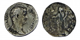 Hadrianus,( 117-138 )
Silver, drachm. Obverse description: Hadrian naked head on the right ,Description reverse: Moneta (the Mint) draped standing to ...