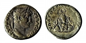 Hadrianus, (117-138 AD). 
Caesarea, Cappadocia. Silver, Didrachm, Caesarea ObV. AΔPIANOC CEBACTAM, laureate Right Rev. Mount Argaeus, Condition: very,...