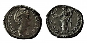 Faustina maior, (138 - 140 AD) 
Faustina Senior (Wife of Antoninus Pius) Denarius 139 - 141 AD, minted under, Antoninus Pius. Mzst. Rome. Obv .: FAVST...