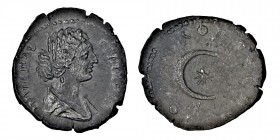 FAUSTINA JUNIOR,wife of M. Aurelius, d. 175 AD.
AR Denarius posthumous issue. Draped bust right / Crescent and seven stars. RIC.750. Toned aXF. Refers...