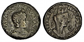 Otacilia Severa. Augusta, A.D. (244-249)
Syria, Seleucis and Pieria. Antiochia ad Orontem. Diademed and draped bustof Otacilia Severa right, resting o...